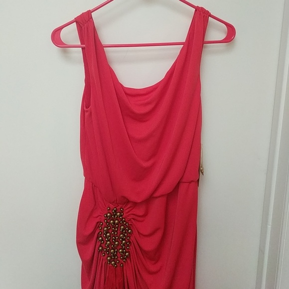 Mikael Aghal Beaded Draped Gown - Orange Red - Picture 4 of 10